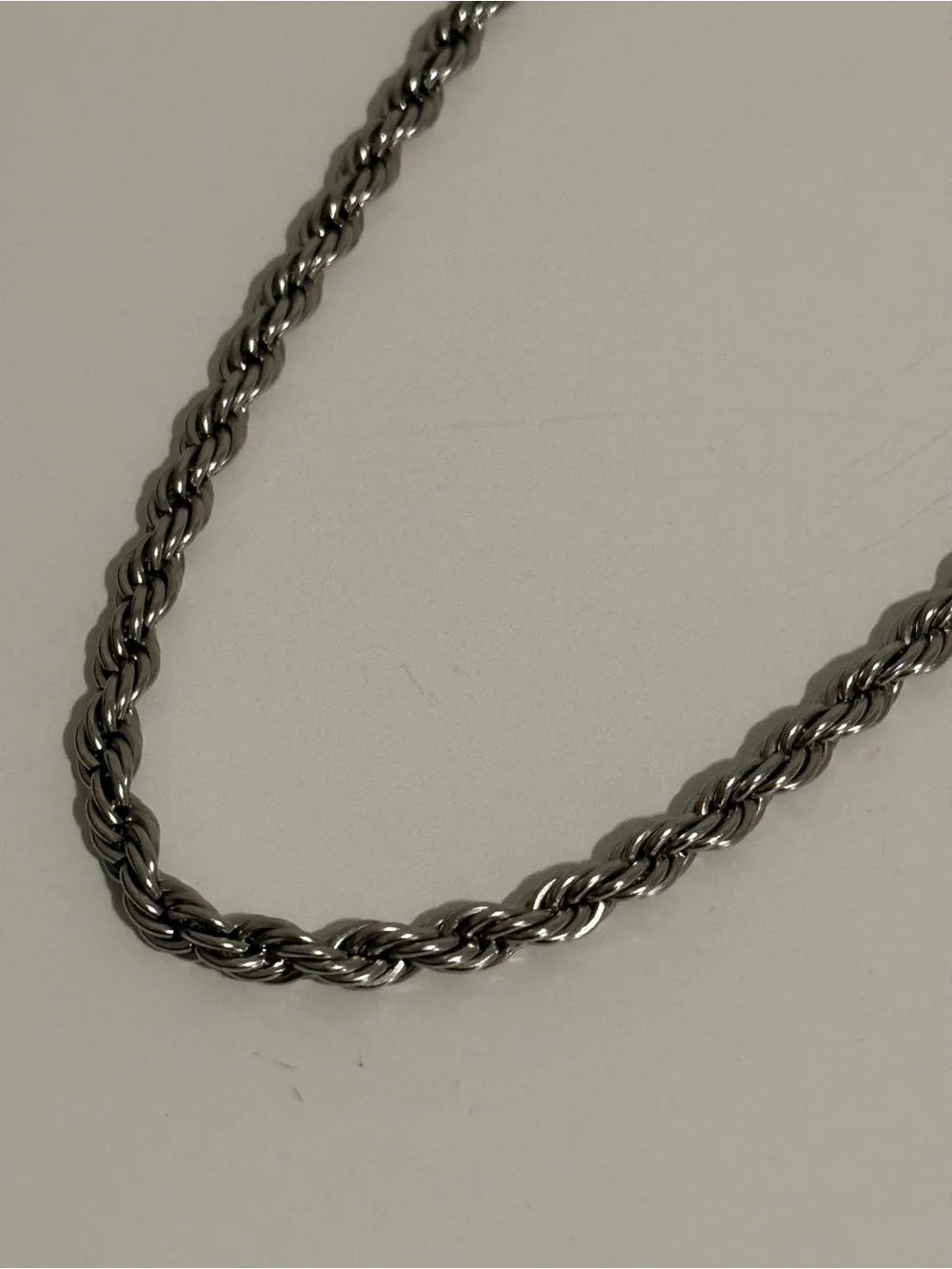 Men's Silver Rope Chain Necklace - Classic Twist Design